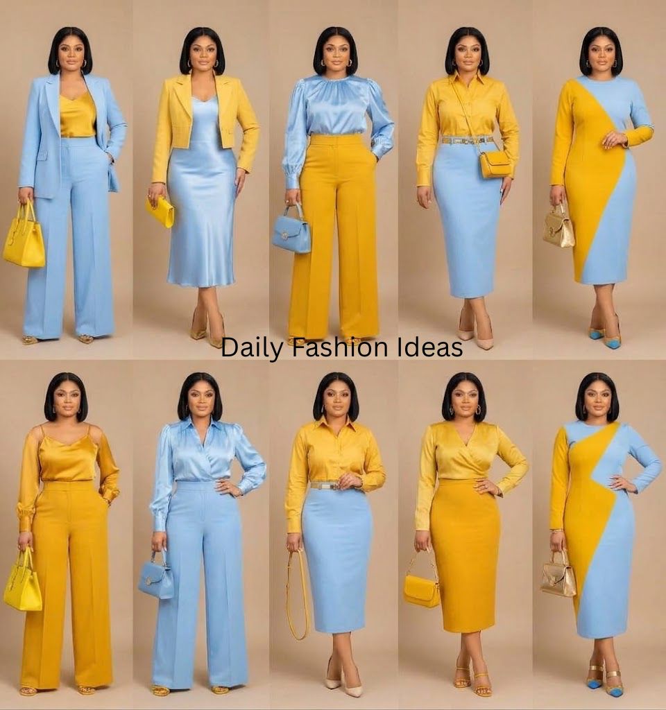 Powder blue paired either yellow 