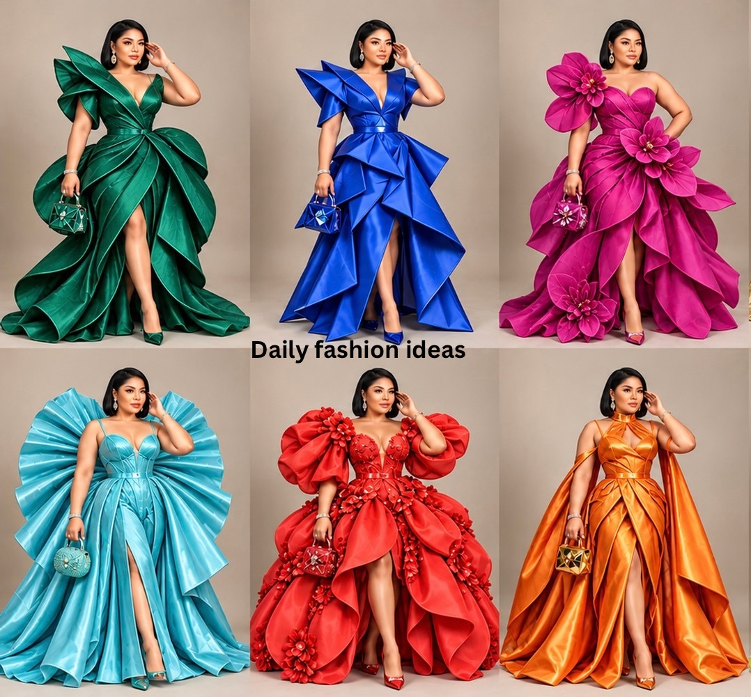 Modern statement gown design for ladies featuring an elegant silhouette