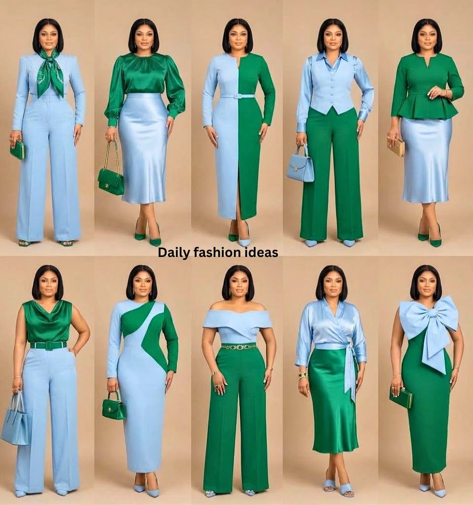 Powder blue paired with green