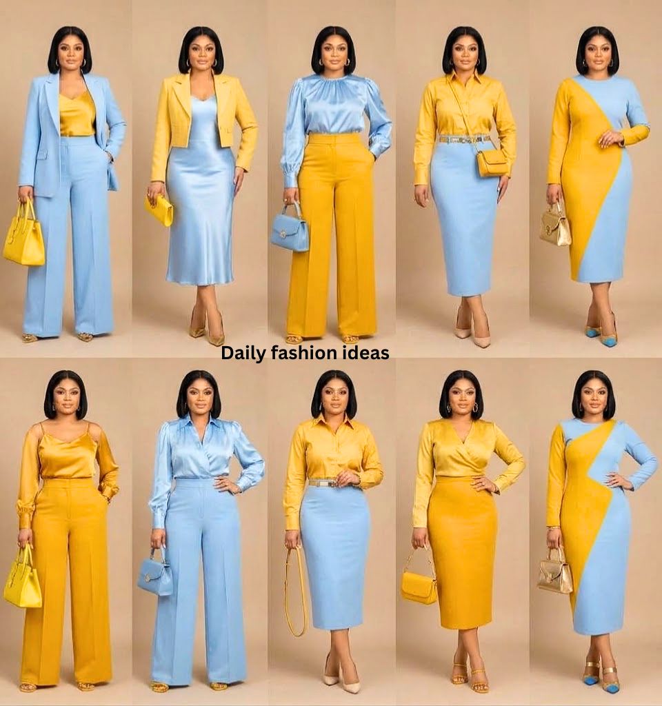 Powder blue paired either yellow