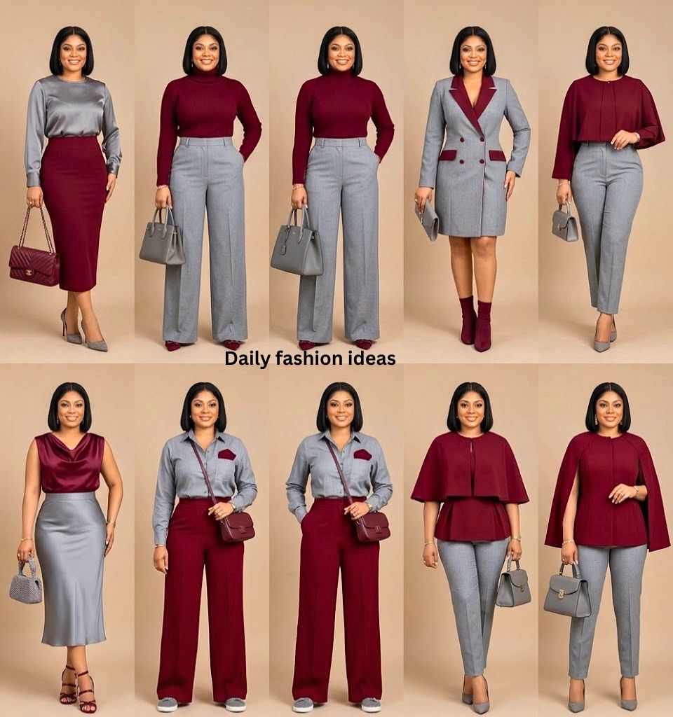 Burgundy paired with grey