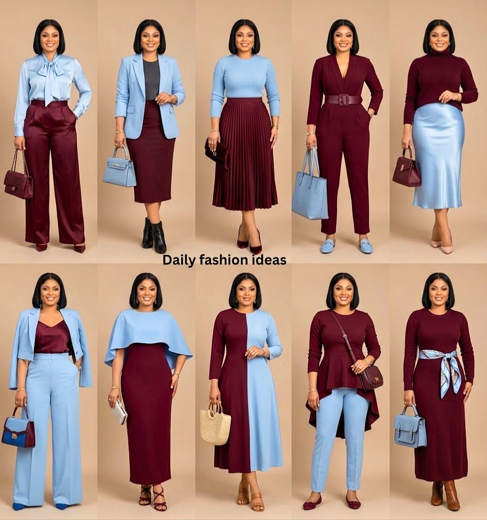 Burgundy paired with powder blue