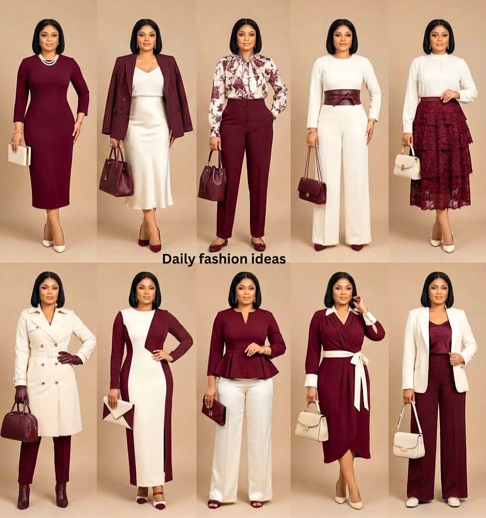 Burgundy paired with Ivory 