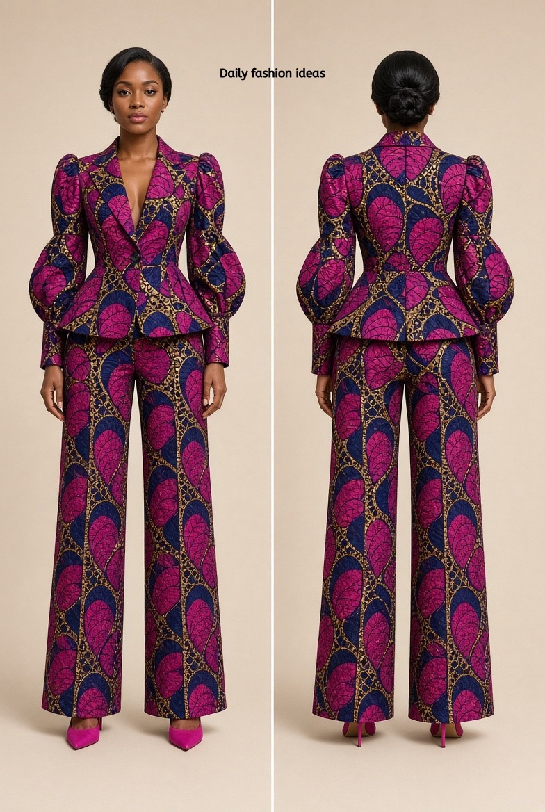 Peplum blazer with flared hem and statement sleeves