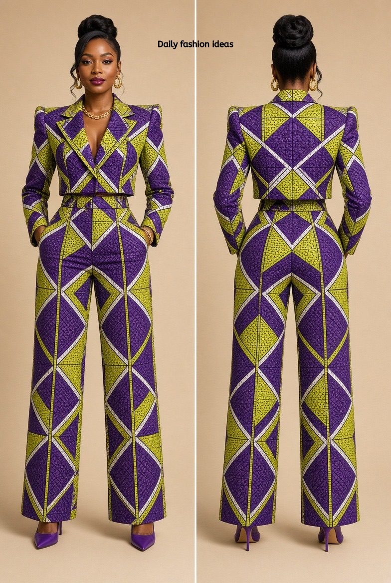 Cropped boxy blazer with strong shoulders